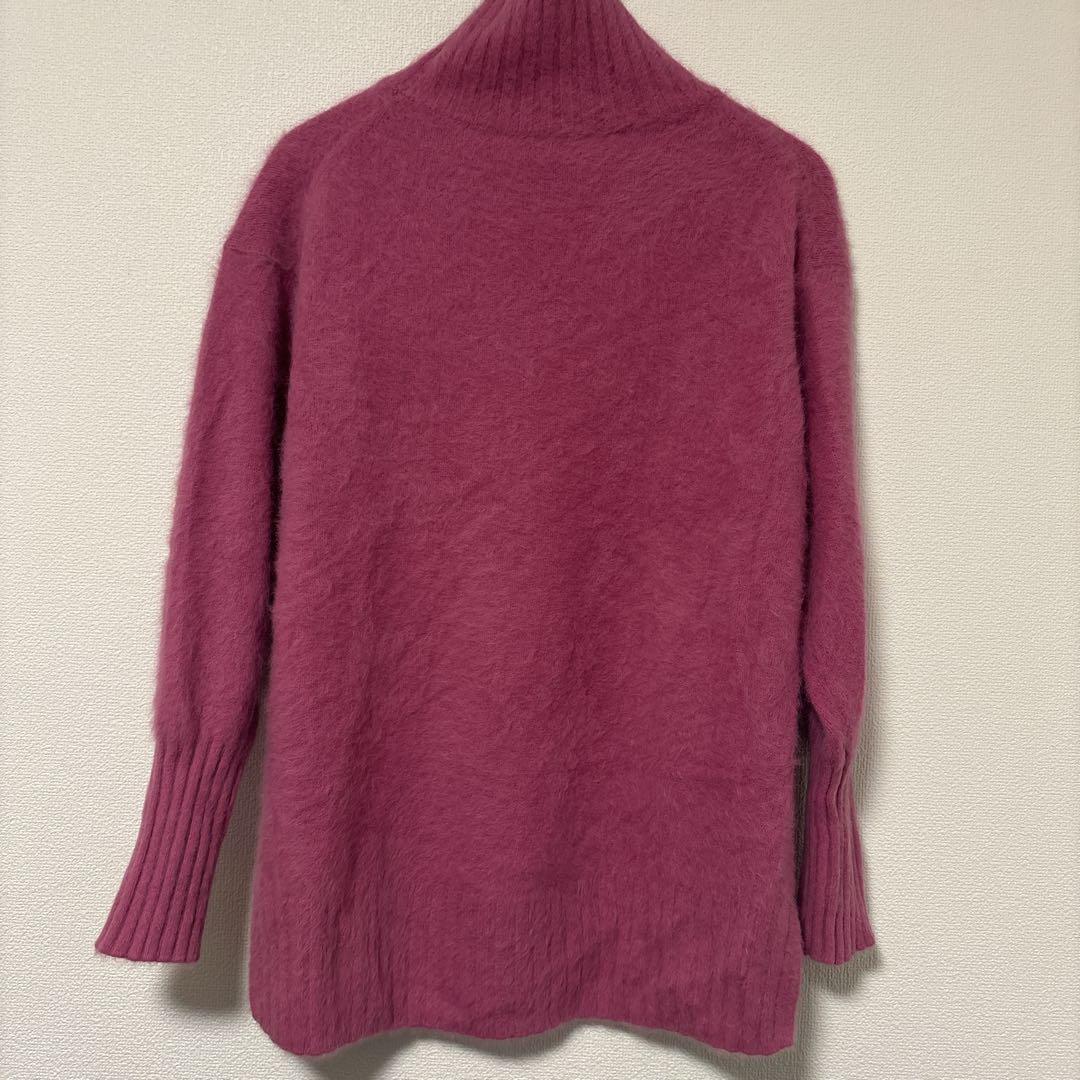 美品 上質 フォックス カシミヤ ニット ハイネック ピンクjeune