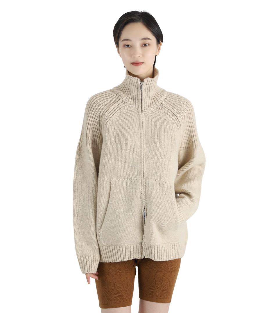 【CLANE】POCKET ZIP KNIT TOPS ベージュ