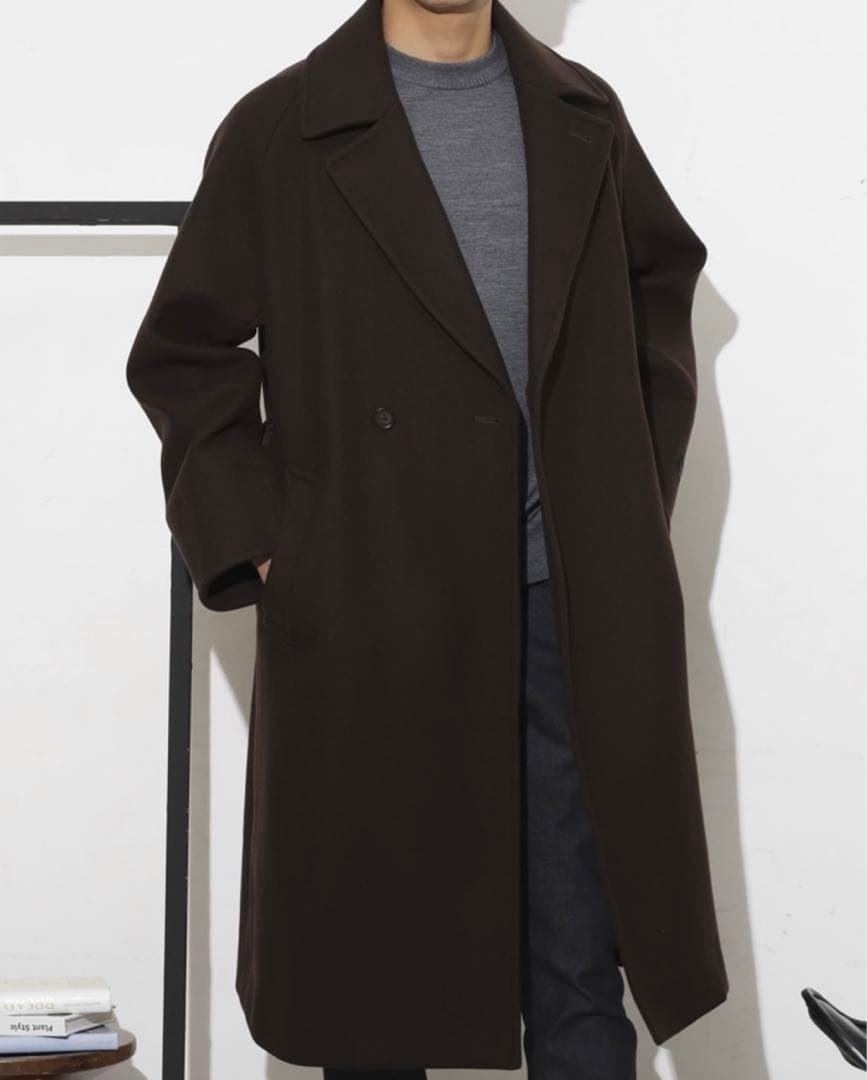 [新品] 「SUPER140'S」ダブルメルトンベルテッド コート サイズM