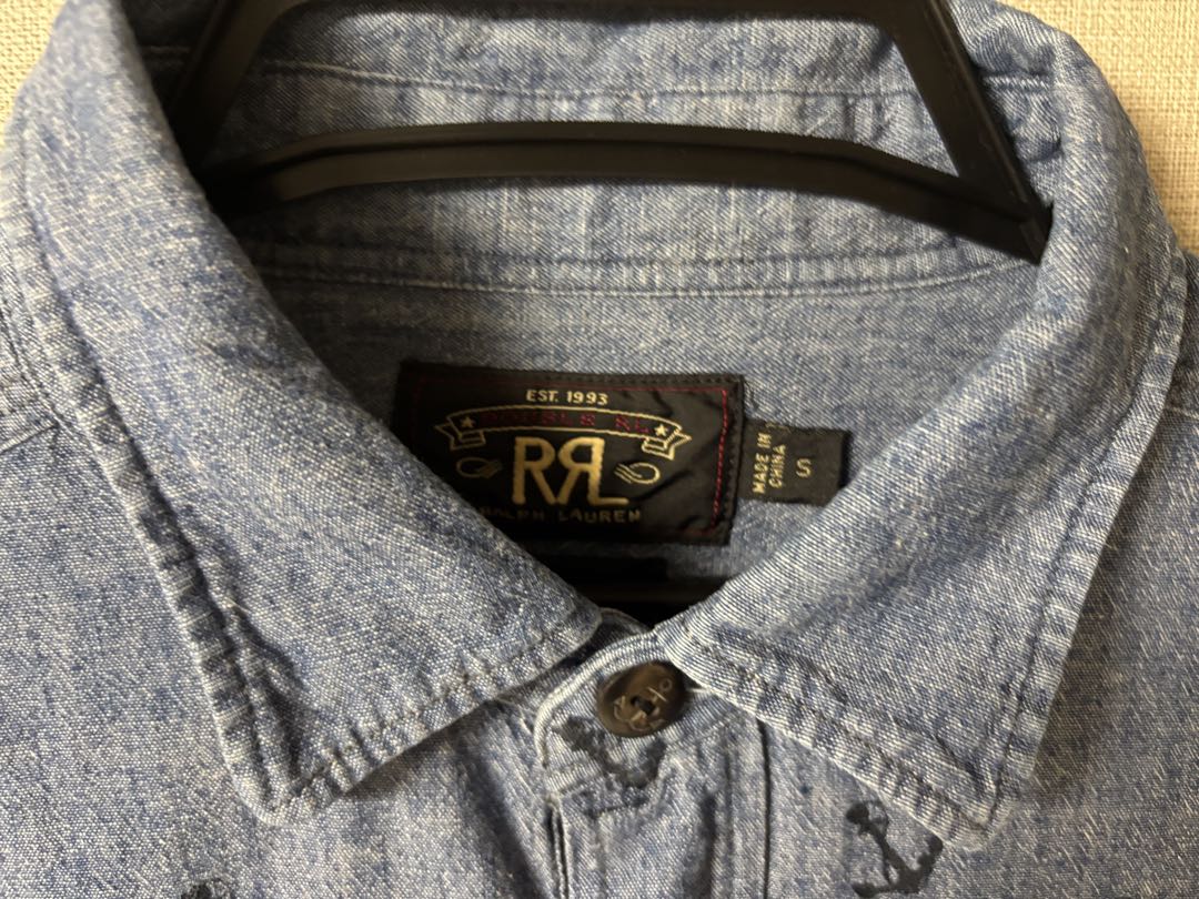 RRL●碇柄●アンカー●シャンブレー●インディゴ●シャツ●貴重●ダブルアールエル