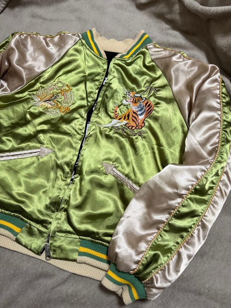 90s vintage 別珍 ２面用 ワシ 龍 日本 スカジャン unisex