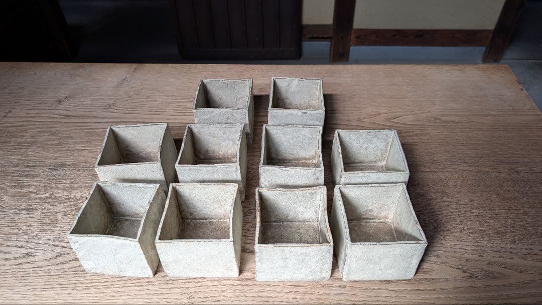 信楽焼 水垣力作 粉引 立方鉢 5個組