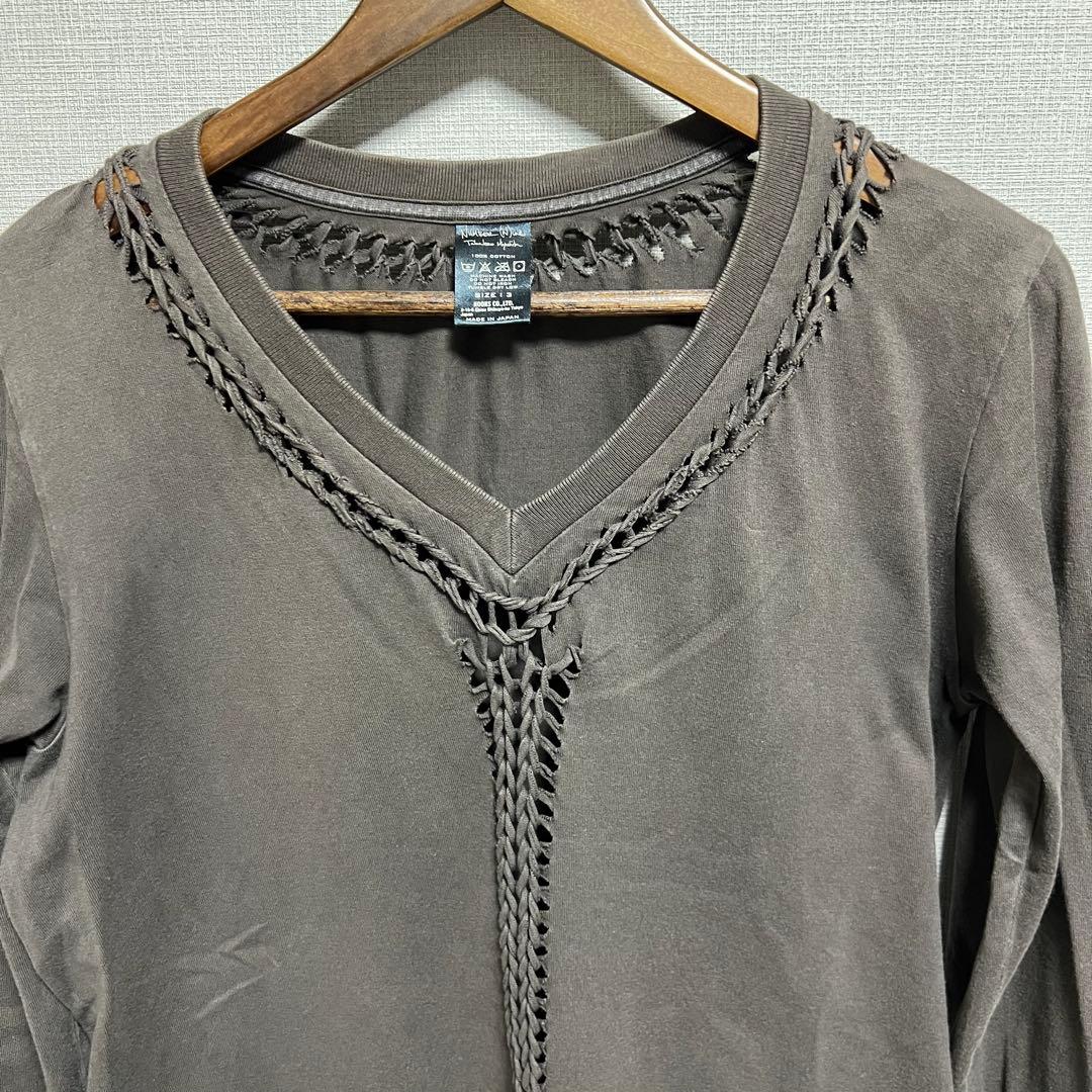07SS ナンバーナイン 編み込みカットソー ロンT ブラウン BIRDS期