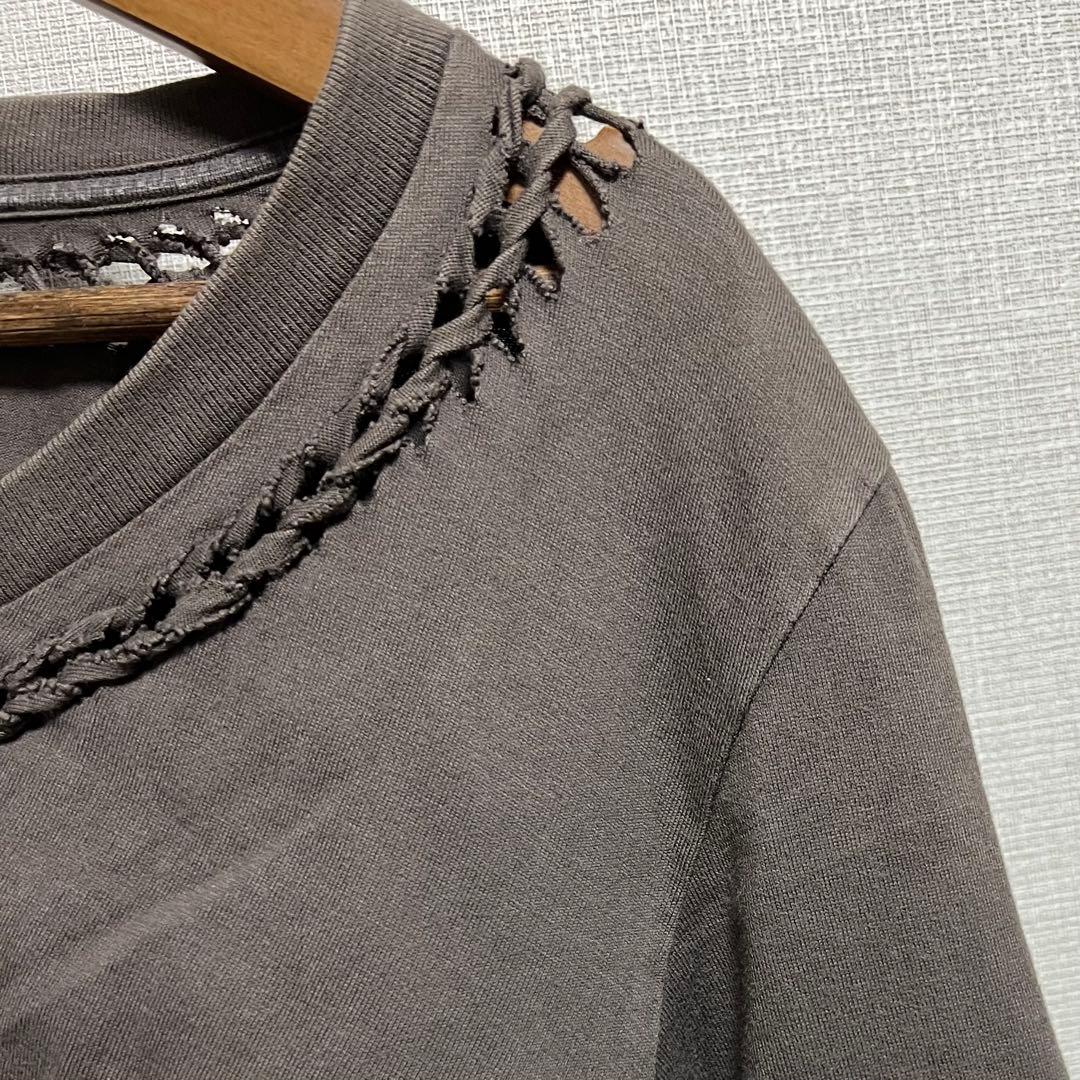 07SS ナンバーナイン 編み込みカットソー ロンT ブラウン BIRDS期