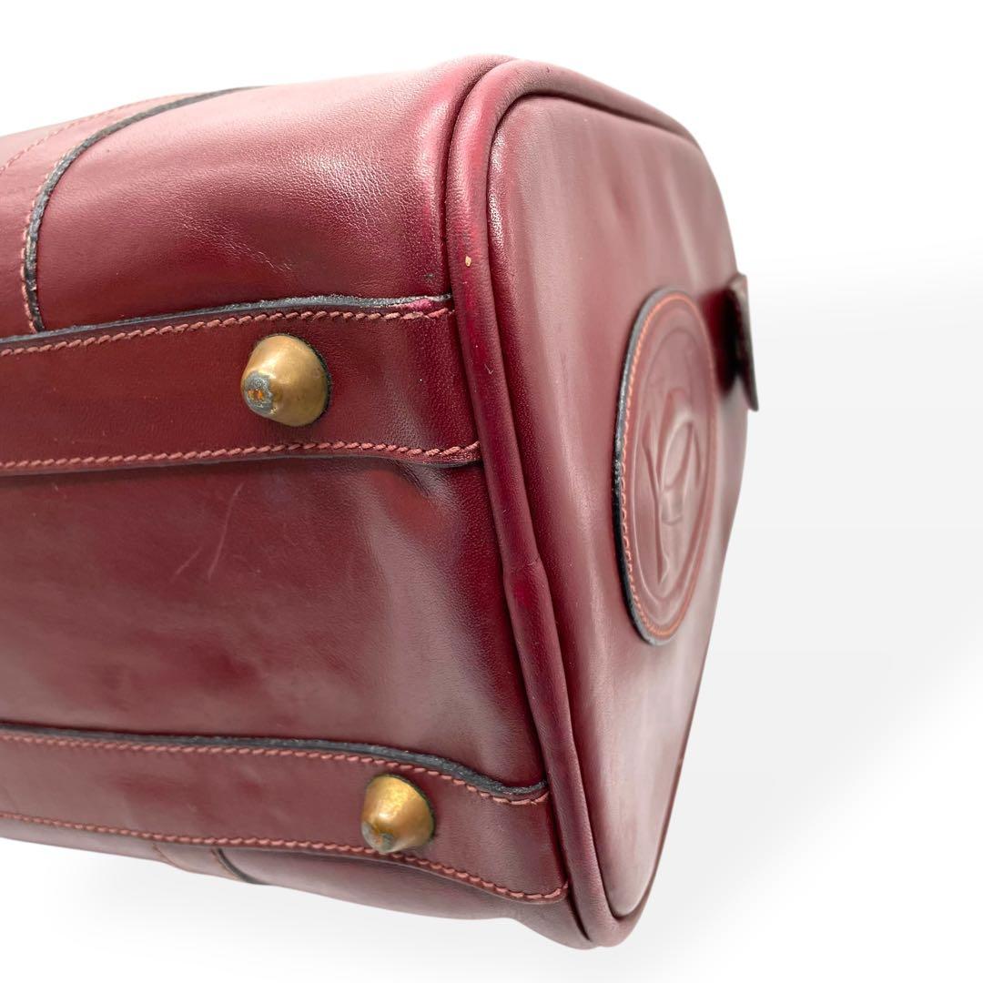 美品　Cartier　ボストンバッグ　ビッグロゴ　南京錠　ゴールド金具　ボルドー