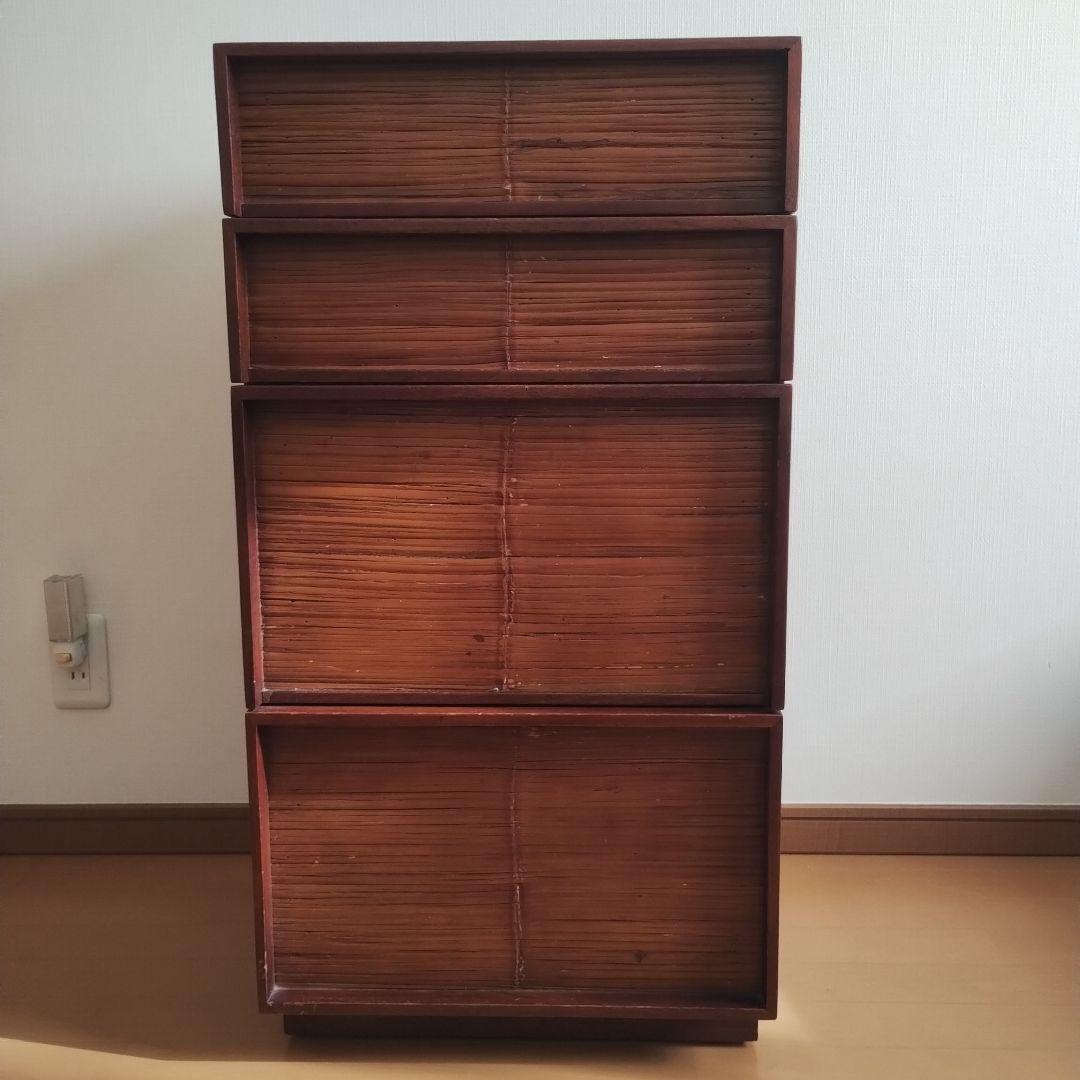 天然木チェスト 4段 ダークブラウン