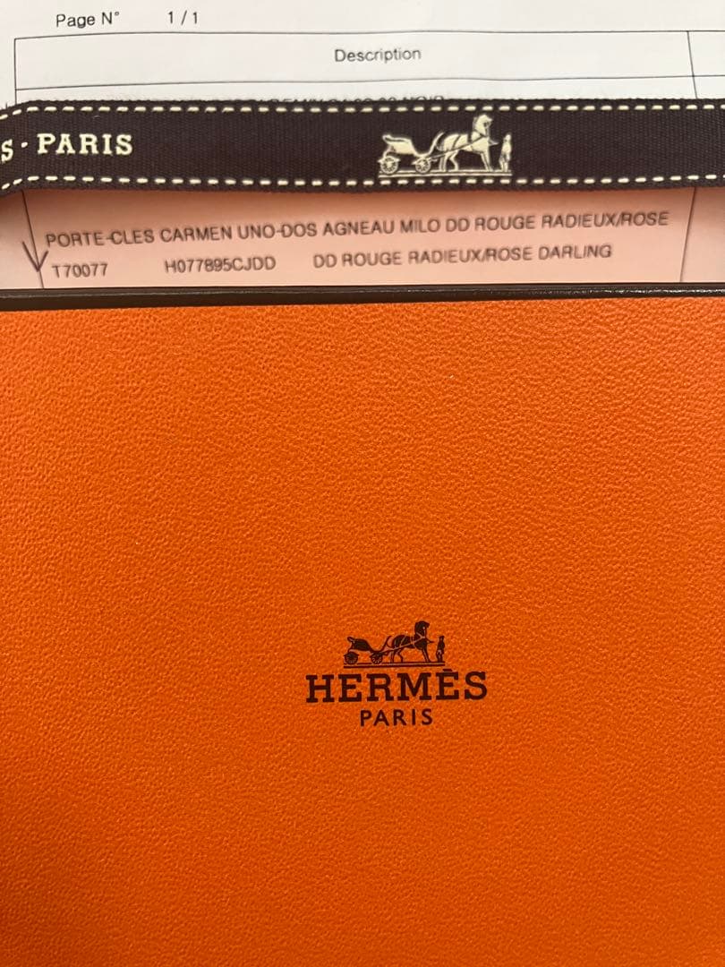 新品HERMES エルメス　カルメンウノドス　ローズサクラフランボワーズ