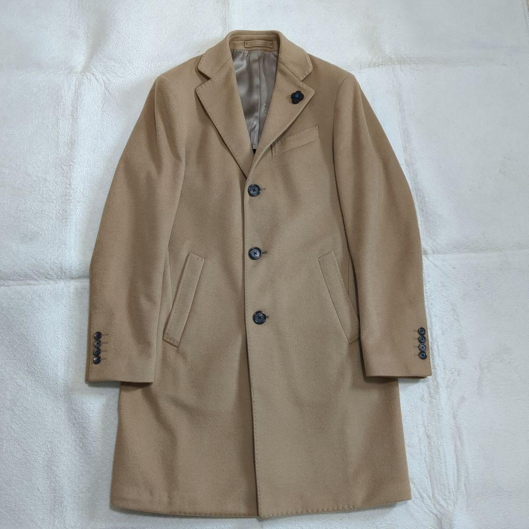 美品 ラルディーニ チェスターコート カシミヤ混 ブートニエール 46サイズ