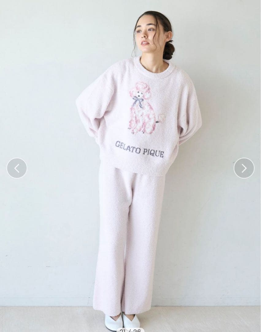 ジェラートピケ プードルジャガードプルオーバー&ロングパンツ