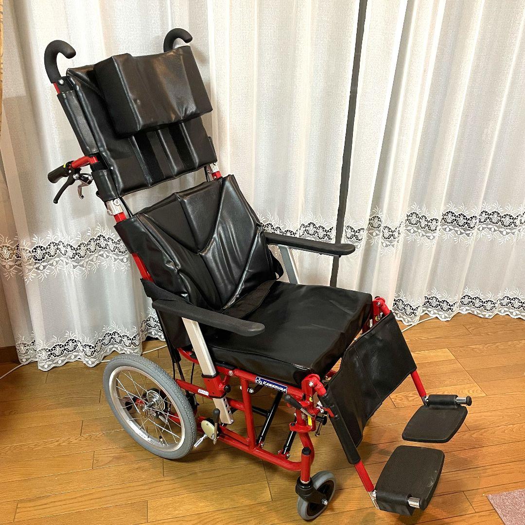 ♿ゆったり座り心地 すぐれた機能高級 リクライニング車椅子 (タイヤ新品同様)