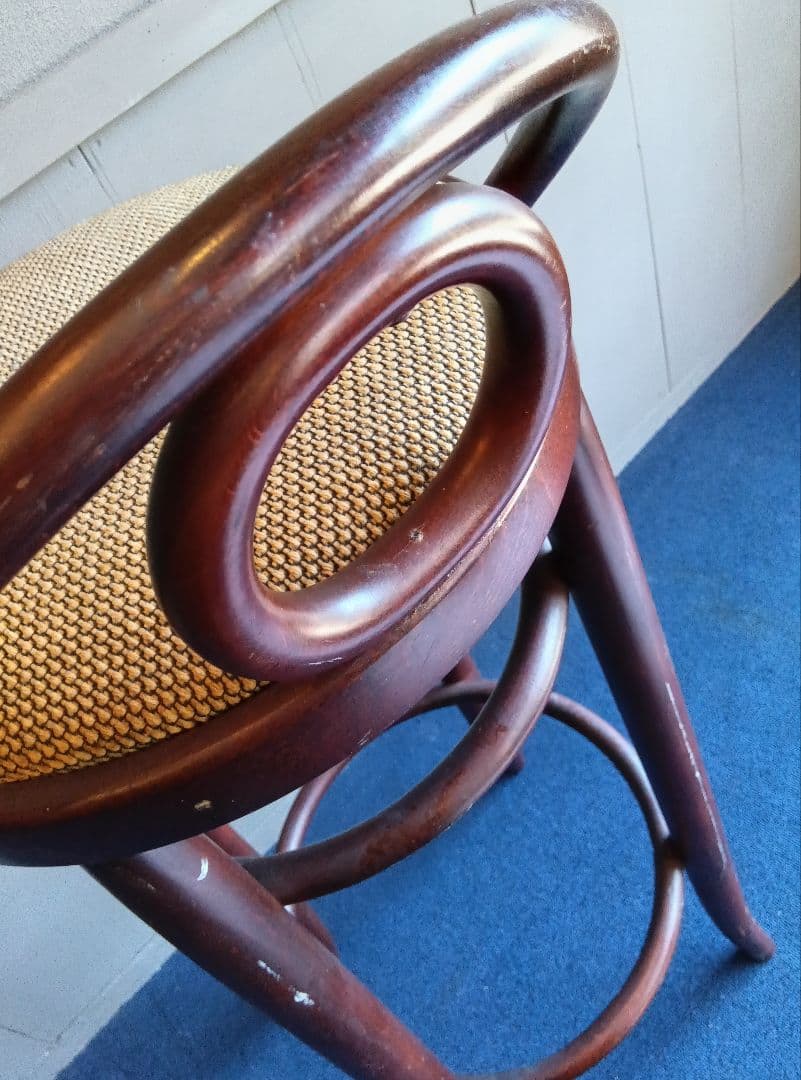 木製バースツール 背もたれ付き 全長約86cm ヴィンテージ