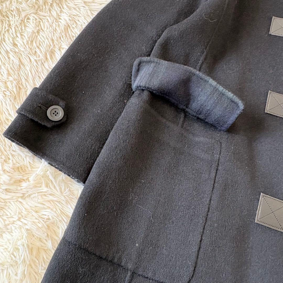 美品✨ 23区　ウールリバーコート　ダッフル 黒×チェック　大きいサイズ　46