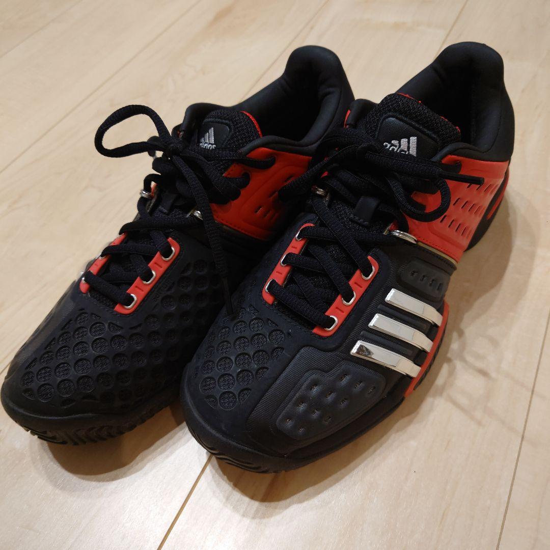 【ほぼ未使用】adidas テニスシューズ 黒/赤　27.5　バリケード6 AC