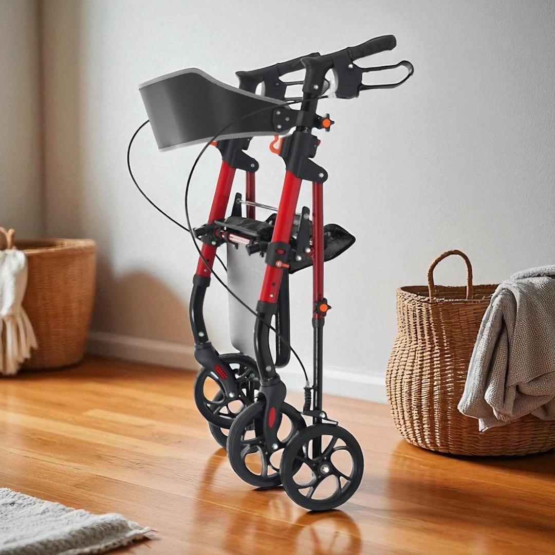 新品 ショッピングカー シルバーカー 歩行車 室外用 レッド 手押し車 介護