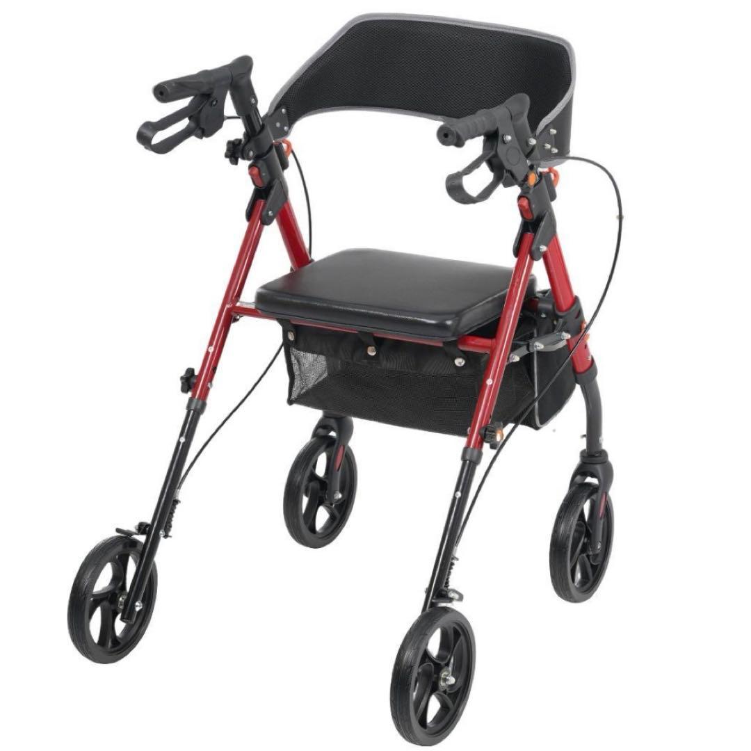 新品 ショッピングカー シルバーカー 歩行車 室外用 レッド 手押し車 介護