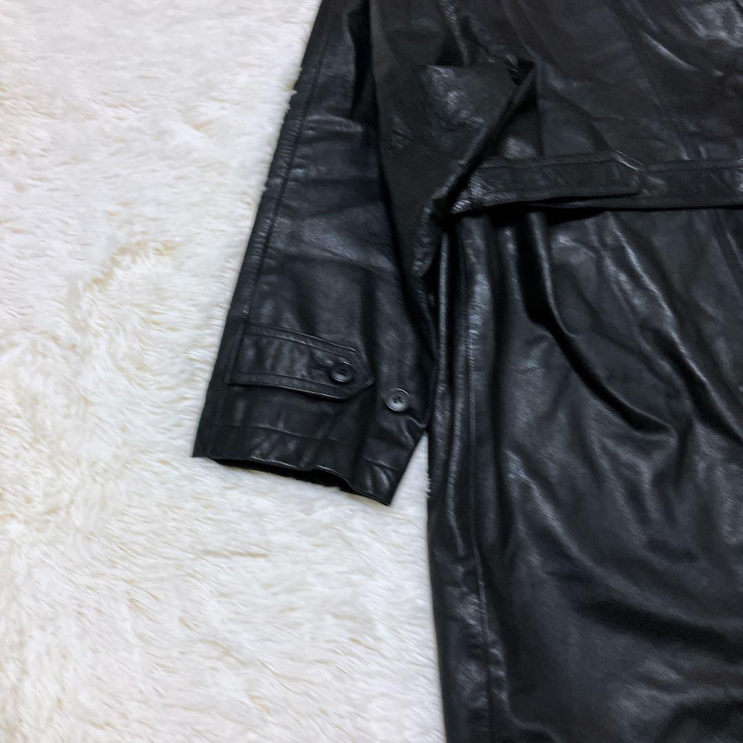 DURBAN intermezzo 牛革 ダブルトレンチコート 黒 M/110
