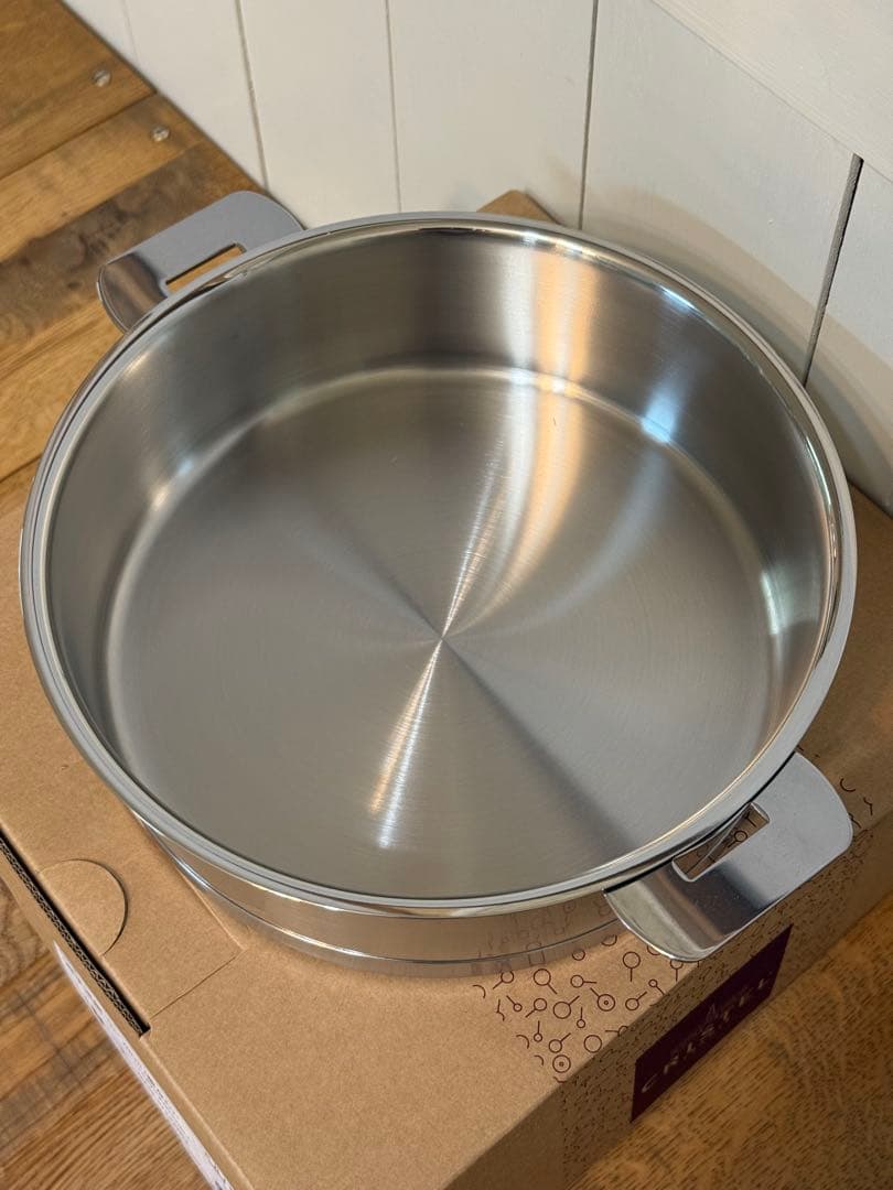 新品 CRISTEL 両手浅鍋L 20cm＋フラットガラス蓋つまみ付
