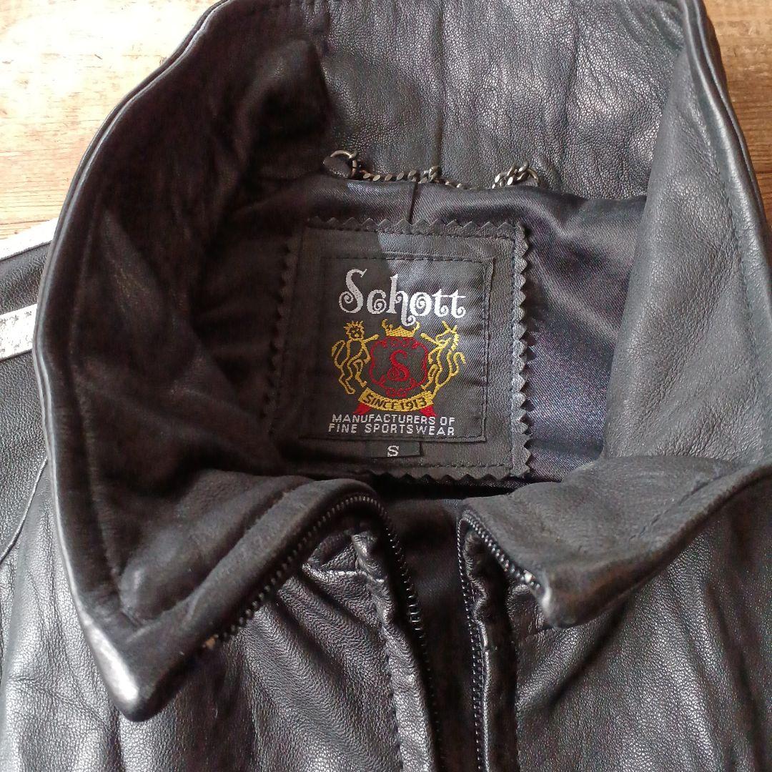 Schott レザー　羊革　トラックジャケット S
