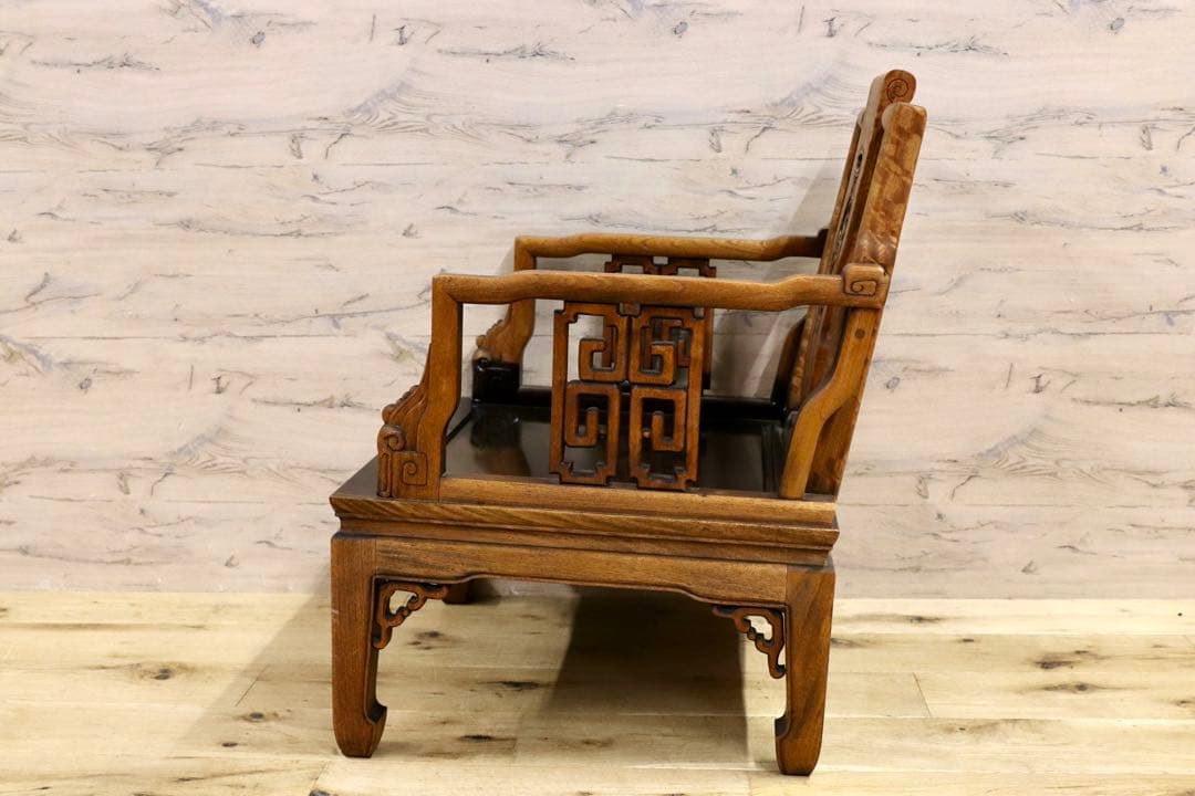 GMHS297R○中国美術 唐木家具 アームチェア 椅子 無垢材 民藝 最高級