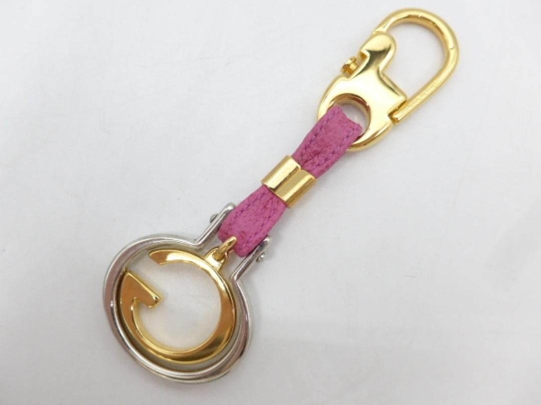 GUCCI Gロゴ ピンク ゴールド キーホルダー リング グッチ シルバー 箱