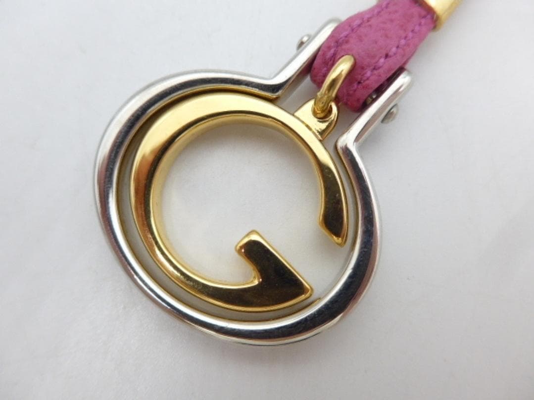 GUCCI Gロゴ ピンク ゴールド キーホルダー リング グッチ シルバー 箱