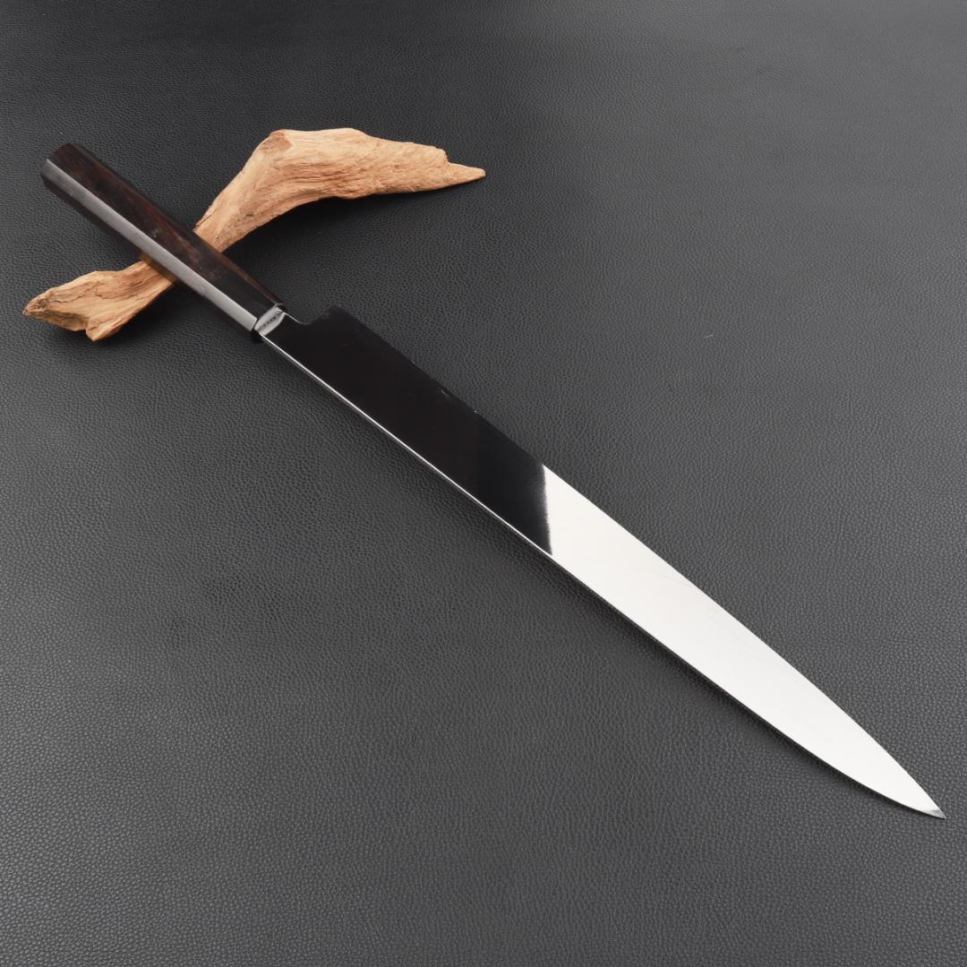 10853柳刃包丁 尺三鏡面仕上げ 刺身包丁 刃は究極の切れ味 黒檀黒水牛八角柄