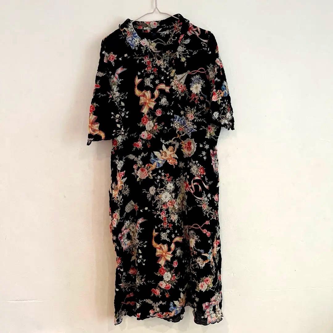 TUNIC 鴨居羊子 花柄 綿 日本製 チュニック