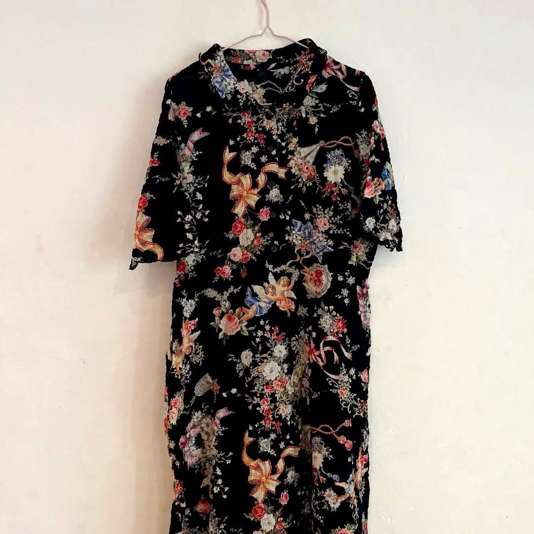TUNIC 鴨居羊子 花柄 綿 日本製 チュニック