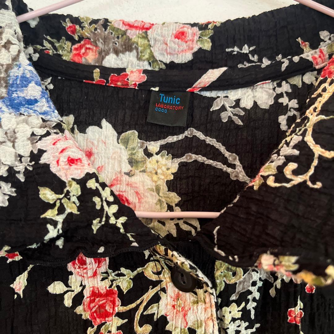 TUNIC 鴨居羊子 花柄 綿 日本製 チュニック
