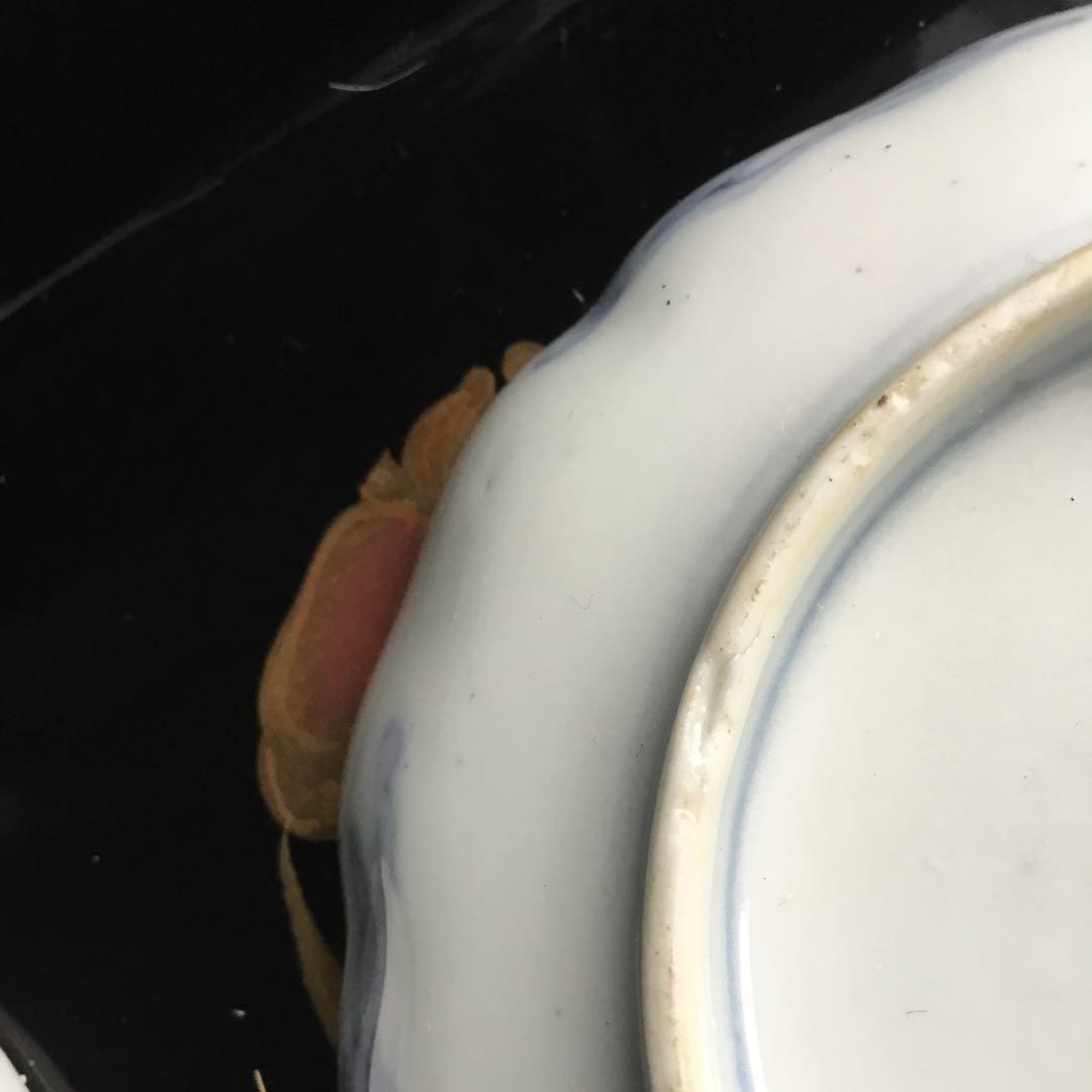 江戸後期　古伊万里　松竹梅に蝶紋様　お茶セット（小皿と蕎麦猪口）3セット