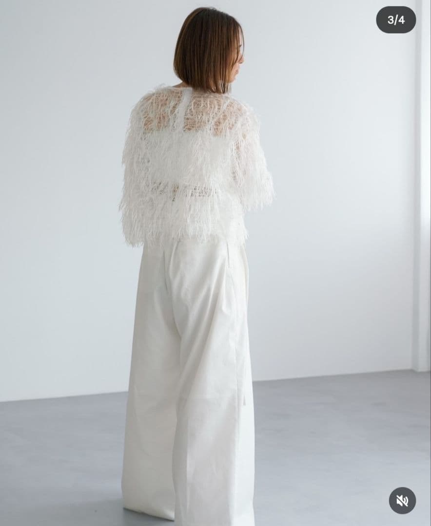 新品 roughlow Airy Fringe Sheer Tops white