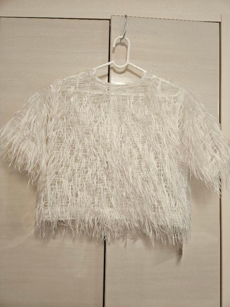 新品 roughlow Airy Fringe Sheer Tops white
