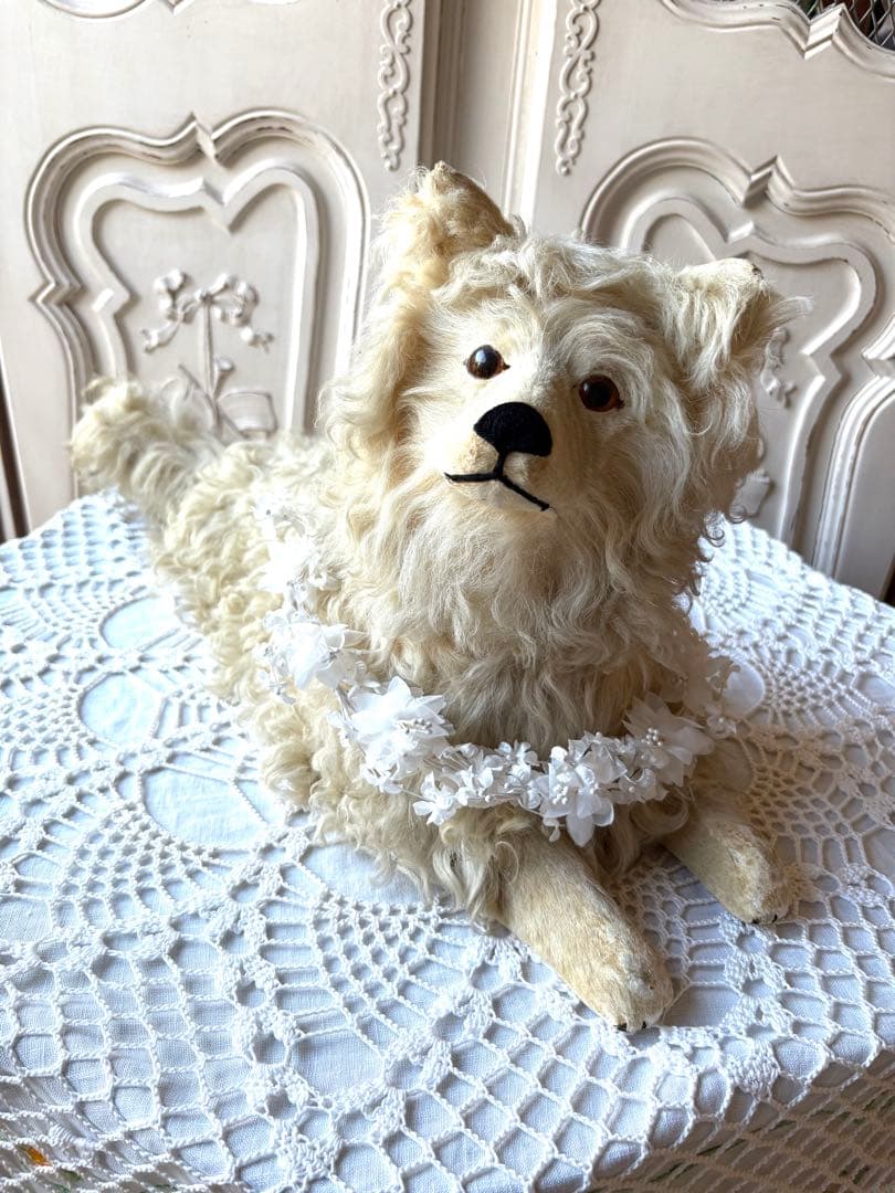 ♡パジャマドッグ　LOULOU フランスアンティーク　コンパニオンドッグ　布花付