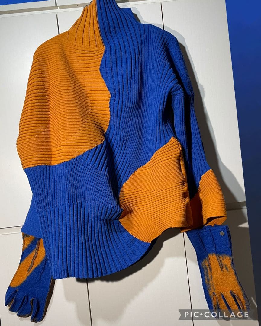 ISSEY MIYAKE 変形ニット トップス 青 イッセイミヤケ