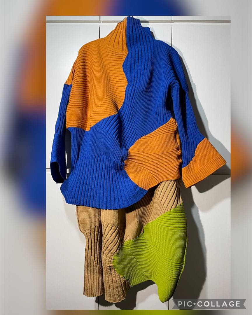 ISSEY MIYAKE 変形ニット トップス 青 イッセイミヤケ