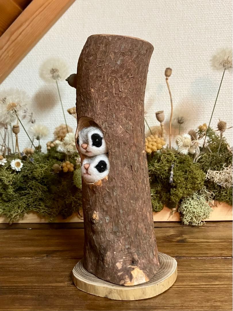 羊毛フェルト　エゾモモンガ(双子)