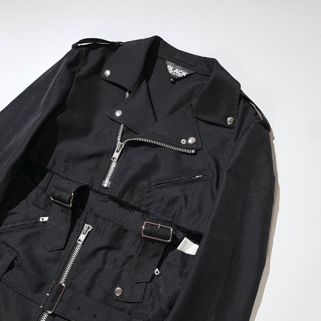 21aw BLACK COMME des GARCONS ポリ縮ライダースコート