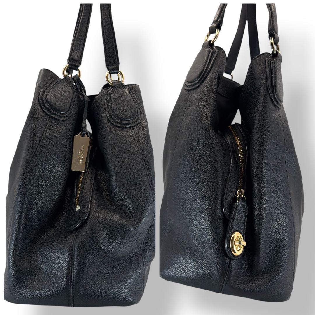 極美品 COACH トートバッグ オールレザー ブラック イーディ 33727
