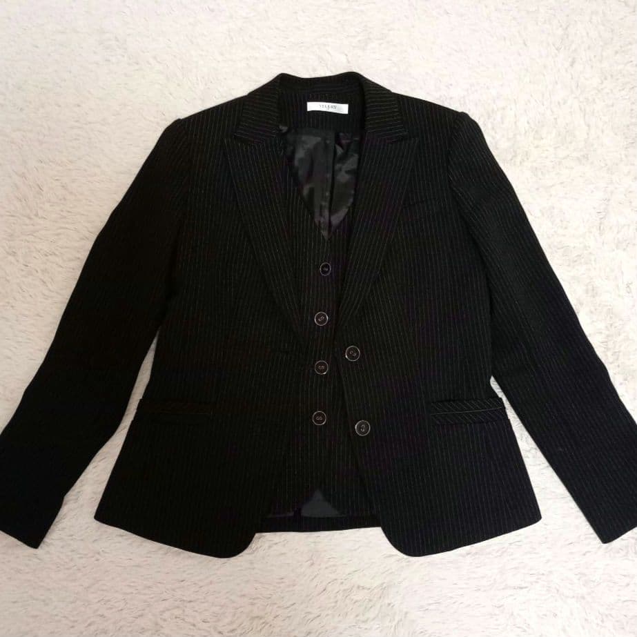 美品✨️Selery レディース スーツ 3ピース 11号 ストライプ