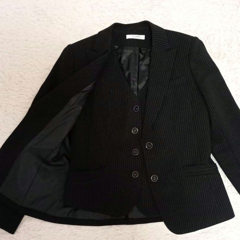 美品✨️Selery レディース スーツ 3ピース 11号 ストライプ