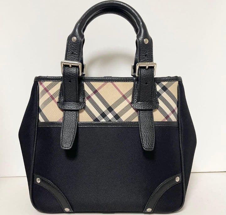 BURBERRY バーバリー ノバチェック レザー キャンバス トートバッグ