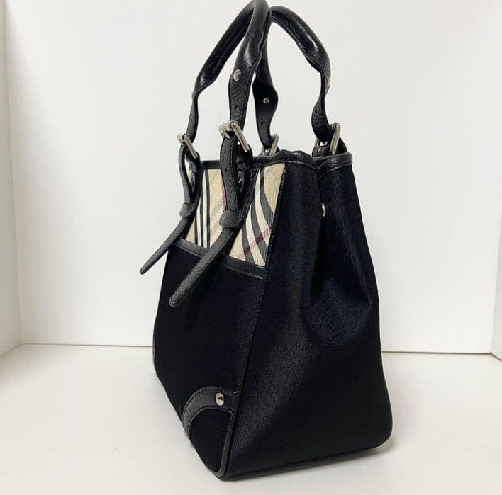 BURBERRY バーバリー ノバチェック レザー キャンバス トートバッグ