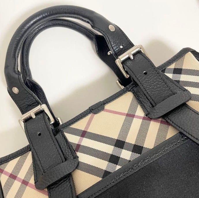 BURBERRY バーバリー ノバチェック レザー キャンバス トートバッグ