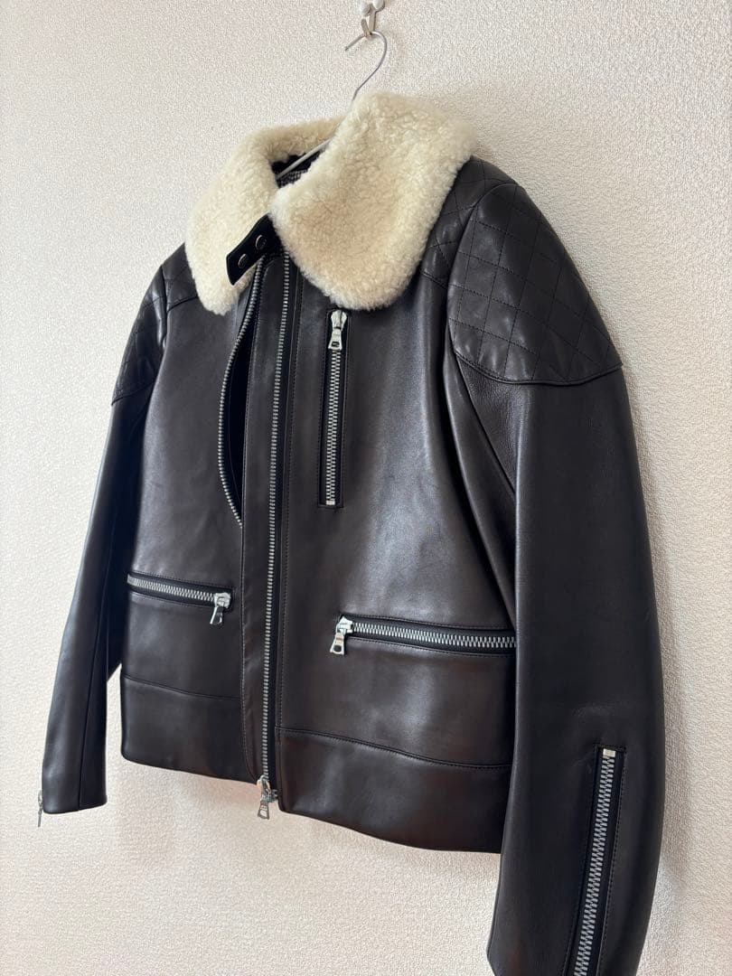 ドゥロワー　drawer ライダースジャケット　ボア襟　ムートン　ジャケット