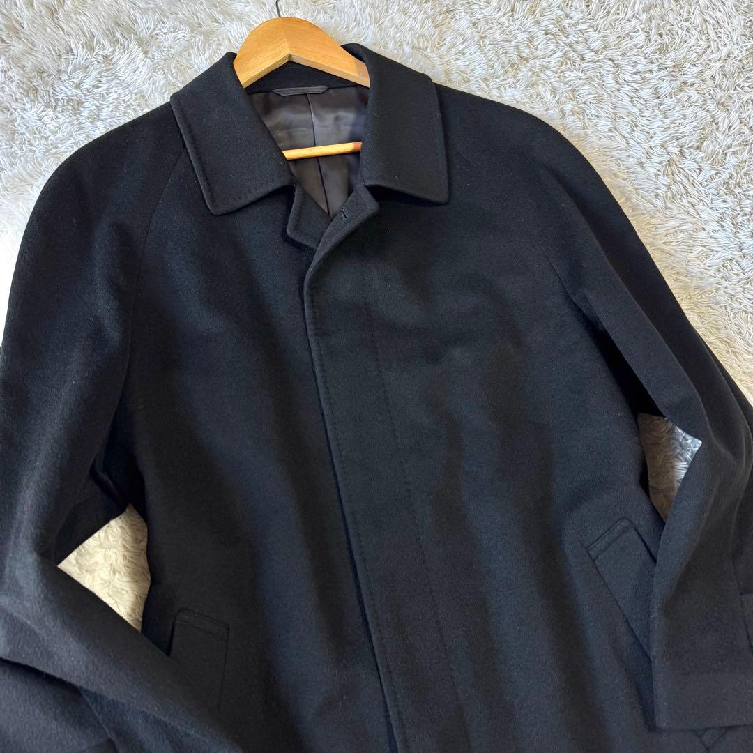 極美品　ベルモーレ　カシミヤ100％　ステンカラーコート　黒　ブラック　XL
