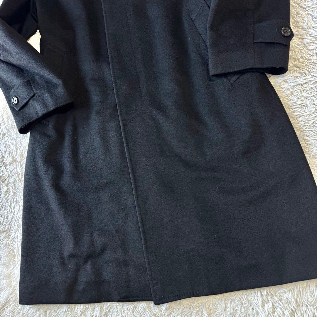 極美品　ベルモーレ　カシミヤ100％　ステンカラーコート　黒　ブラック　XL