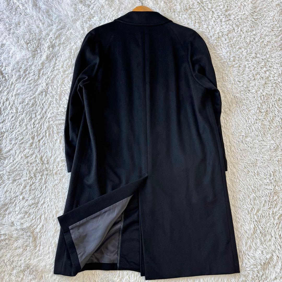 極美品　ベルモーレ　カシミヤ100％　ステンカラーコート　黒　ブラック　XL