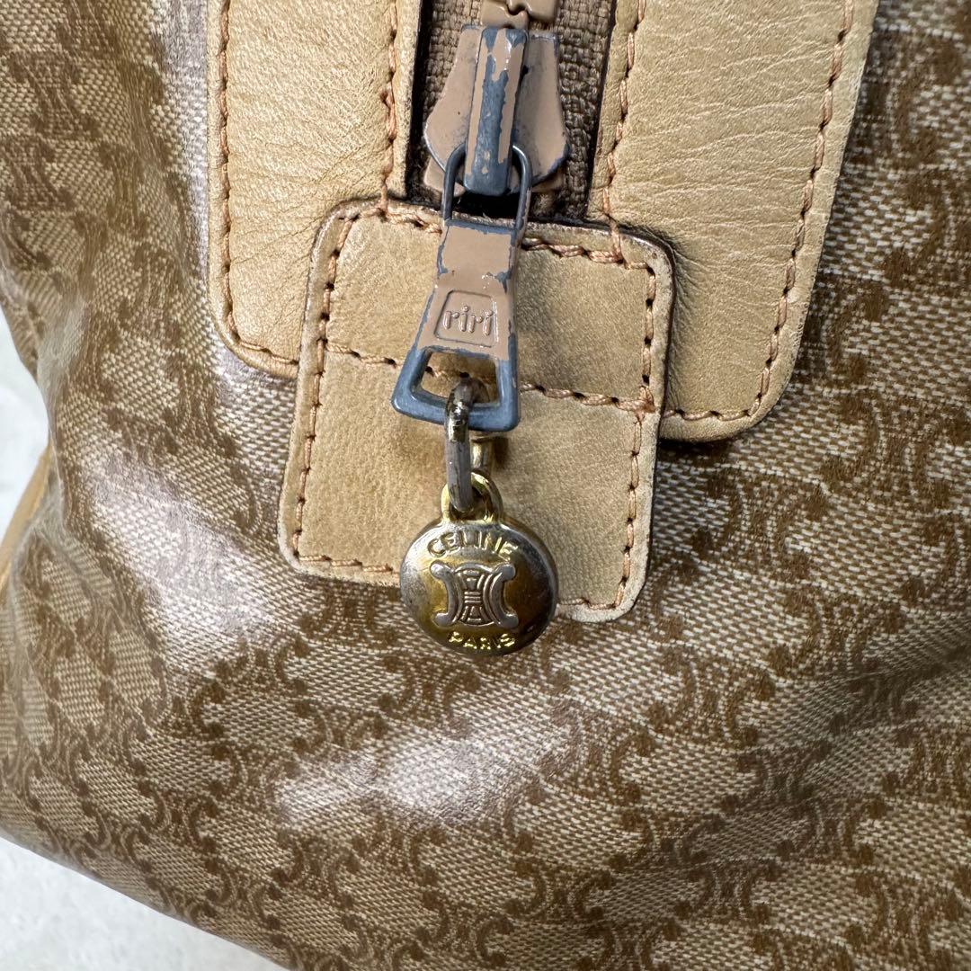 良品☆ CELINE セリーヌ　ミニボストンバッグ　マカダム柄　ベージュ