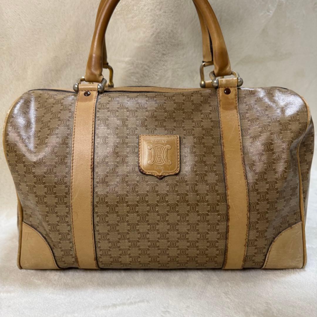 良品☆ CELINE セリーヌ　ミニボストンバッグ　マカダム柄　ベージュ