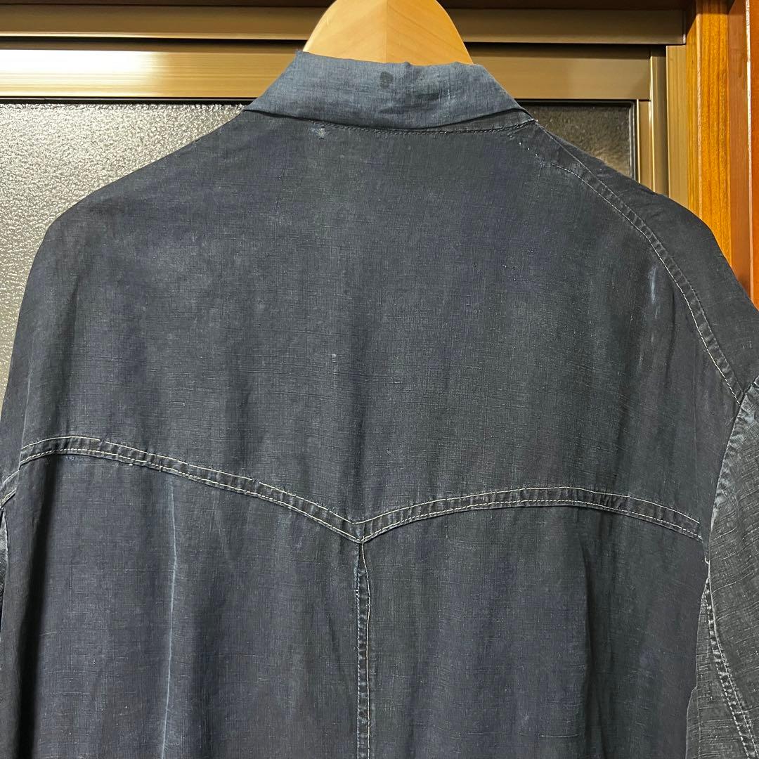 30s french vintage インディゴリネン マキニョンコート